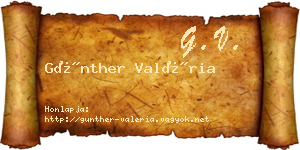Günther Valéria névjegykártya